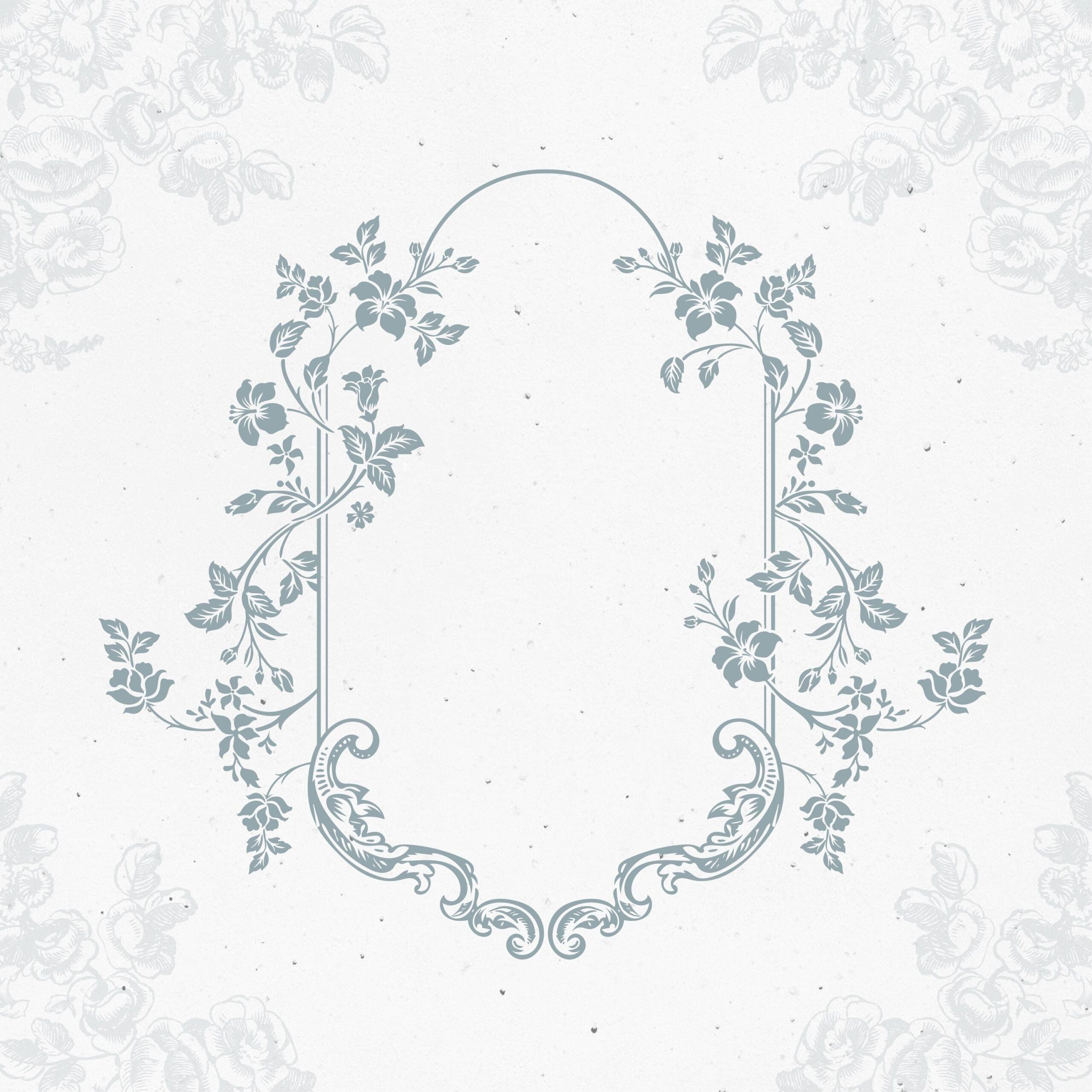 Écusson floral de mariage, cadre de fleurs romantiques (téléchargement EPS)