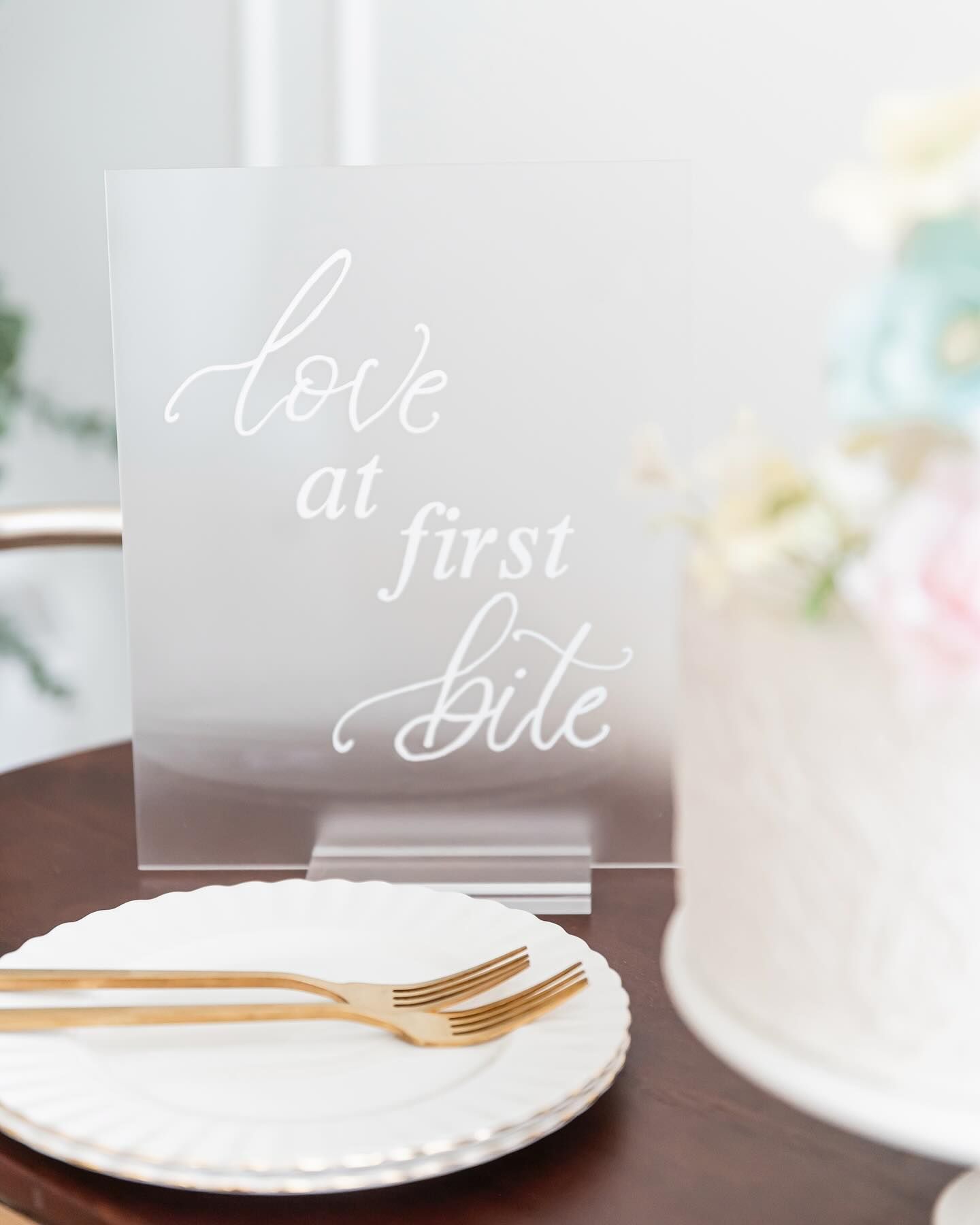 Wedding signage| cake cutting sign| love at first bite sign| table wedding sign
