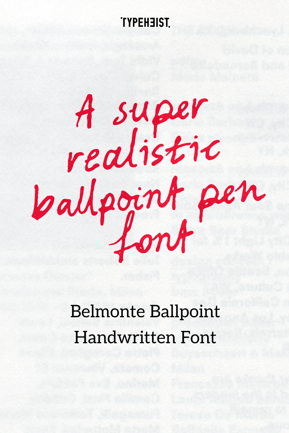 A super realistic ballpoint pen font