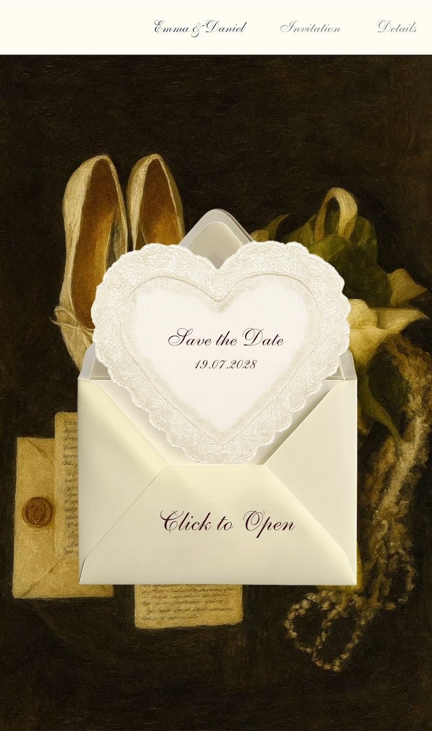 Save the Date Wedding Website Template with Envelope Design | Editable Canva | Instant Download