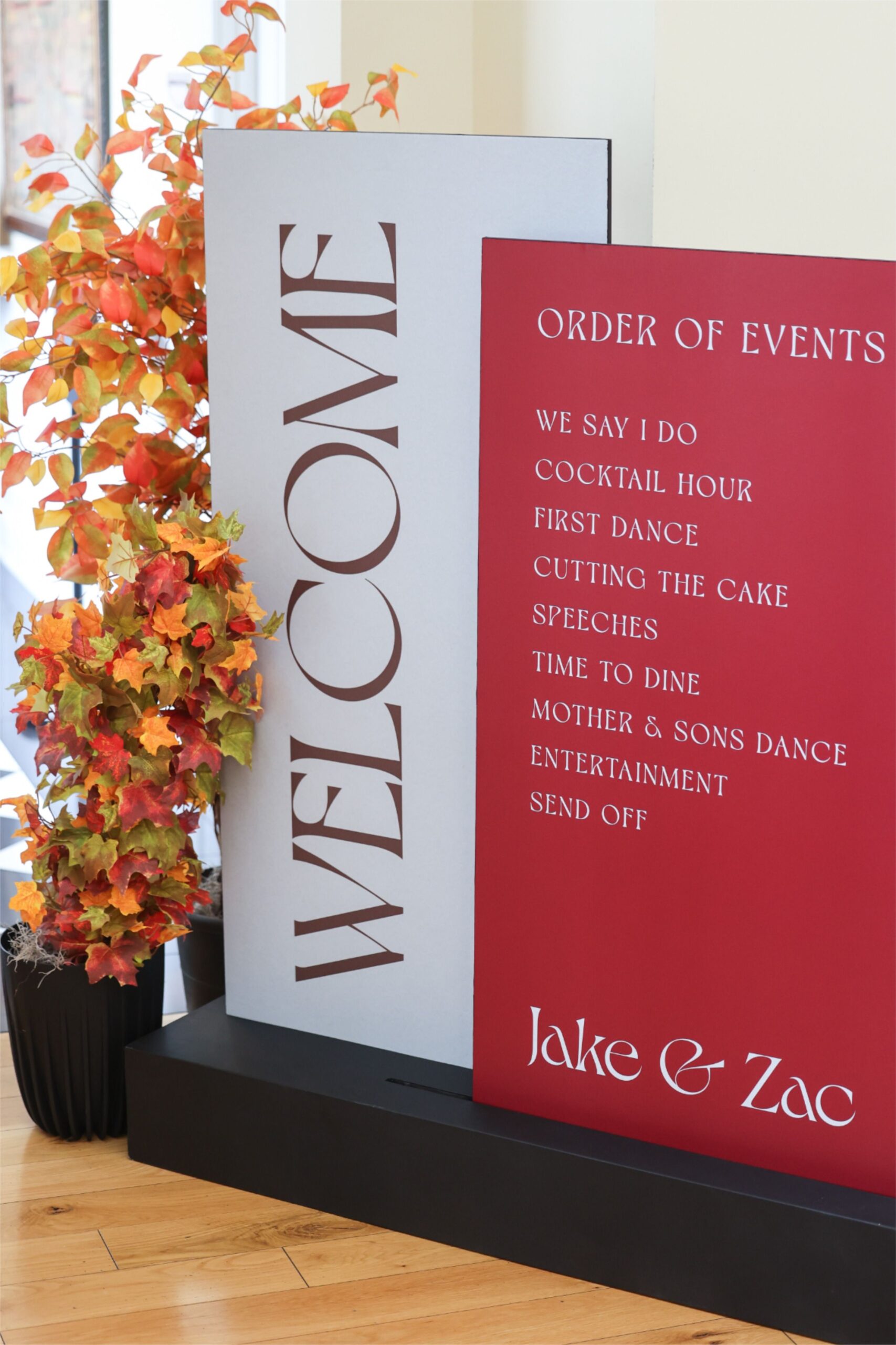 ✨ Freestanding Wedding Welcome Sign | Ceremony Timeline