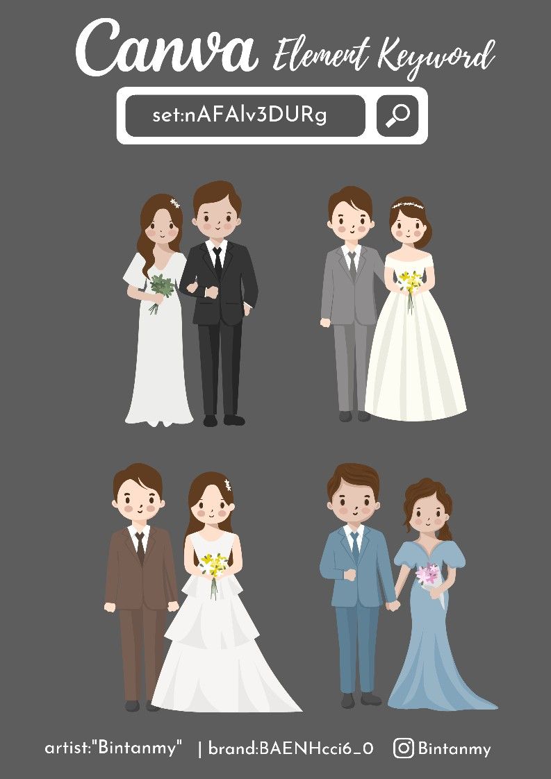 Canva elements keyword for wedding couple vector clipart