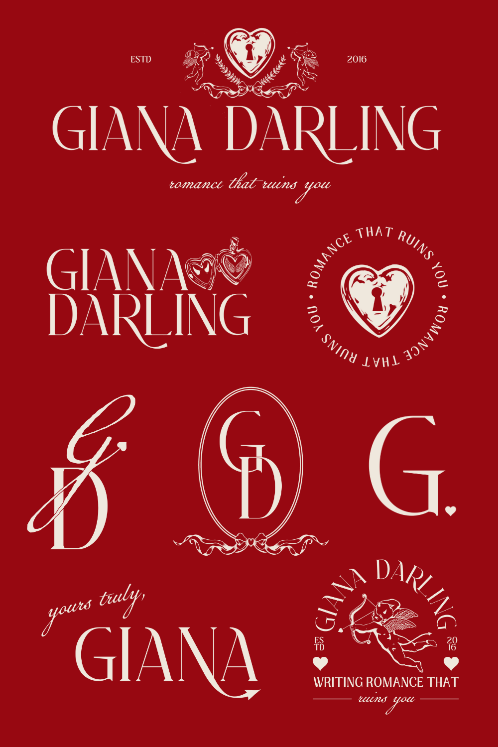 Giana Darling | Romantic Sexy Vintage Brand Logo & Illustration Design |