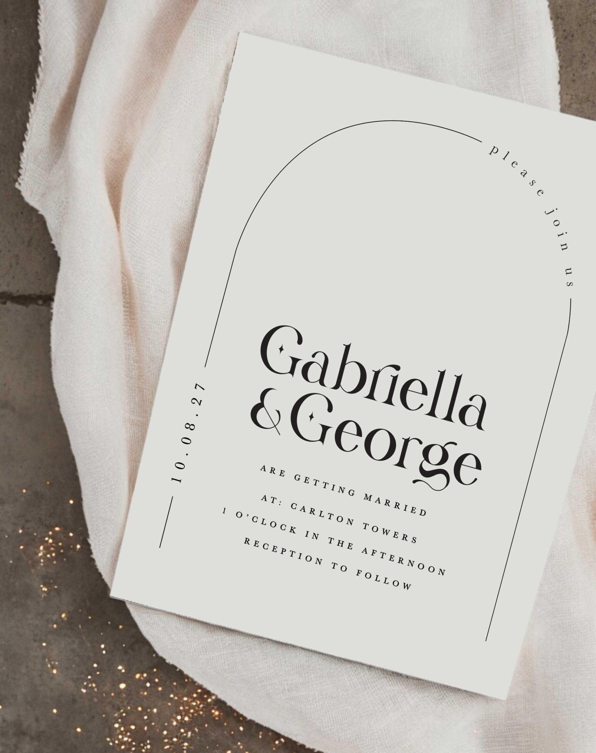 Modern Gabriella Arch Wedding Invite | Minimalist Design | Elegant Invitation for Stylish Weddings