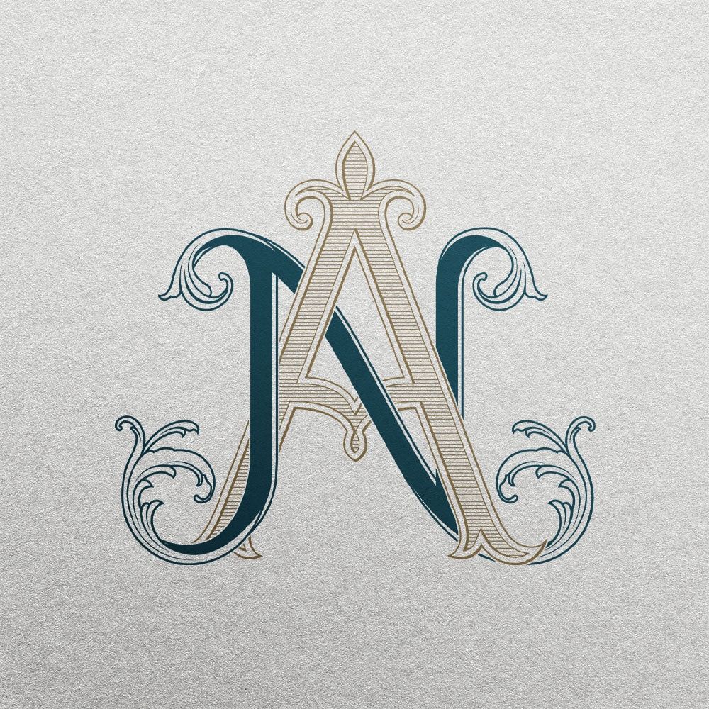 2-Character Monogram (NA) | Digital File — Wedding SVG, Personalized Logo for Invitations