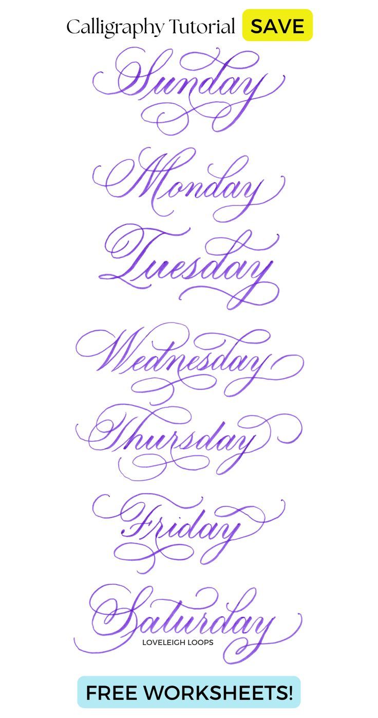 Days of the Week with Calligraphy Flourishes