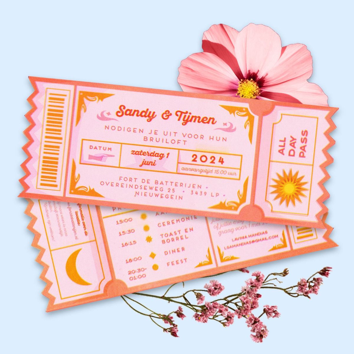 Festival ticket wedding card design