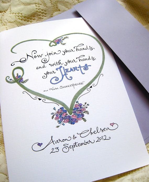 Personalized Wedding Card — Wedding Calligraphy Card — Wedding Quote — Bride and Groom Card — Congr