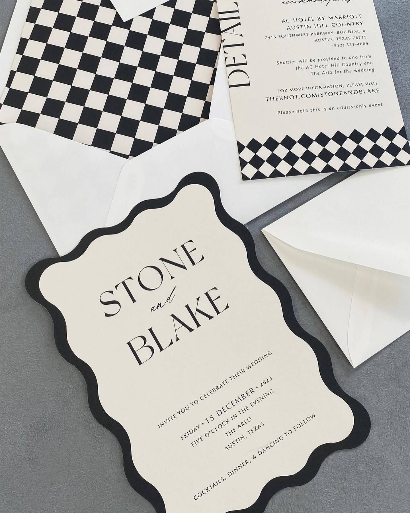 Modern Black and White Custom Wedding Invitations