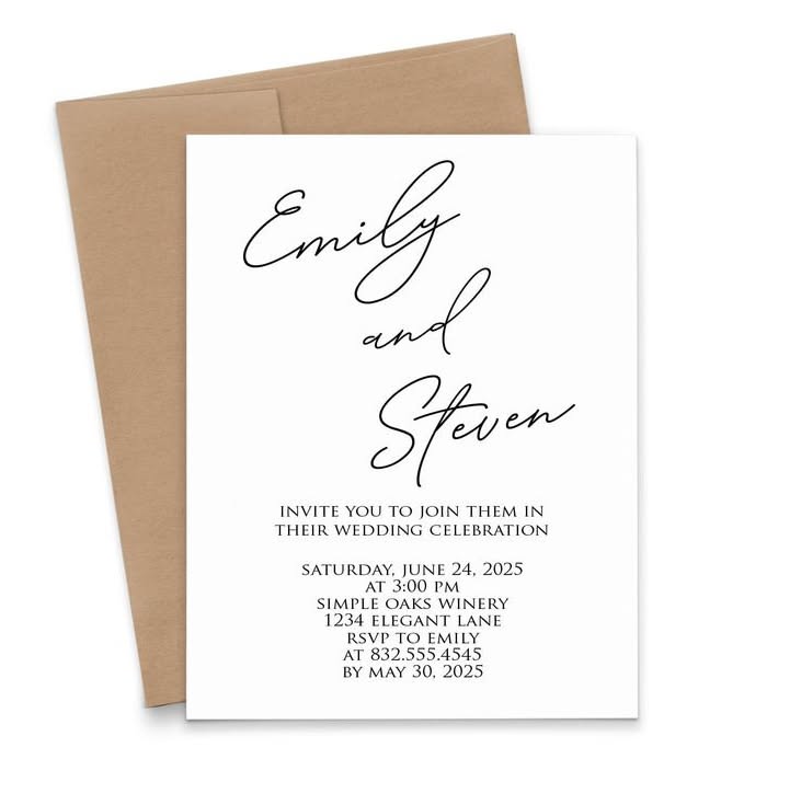 Custom Classic Wedding Invitation, Modern Wedding Day Invites, Personalized