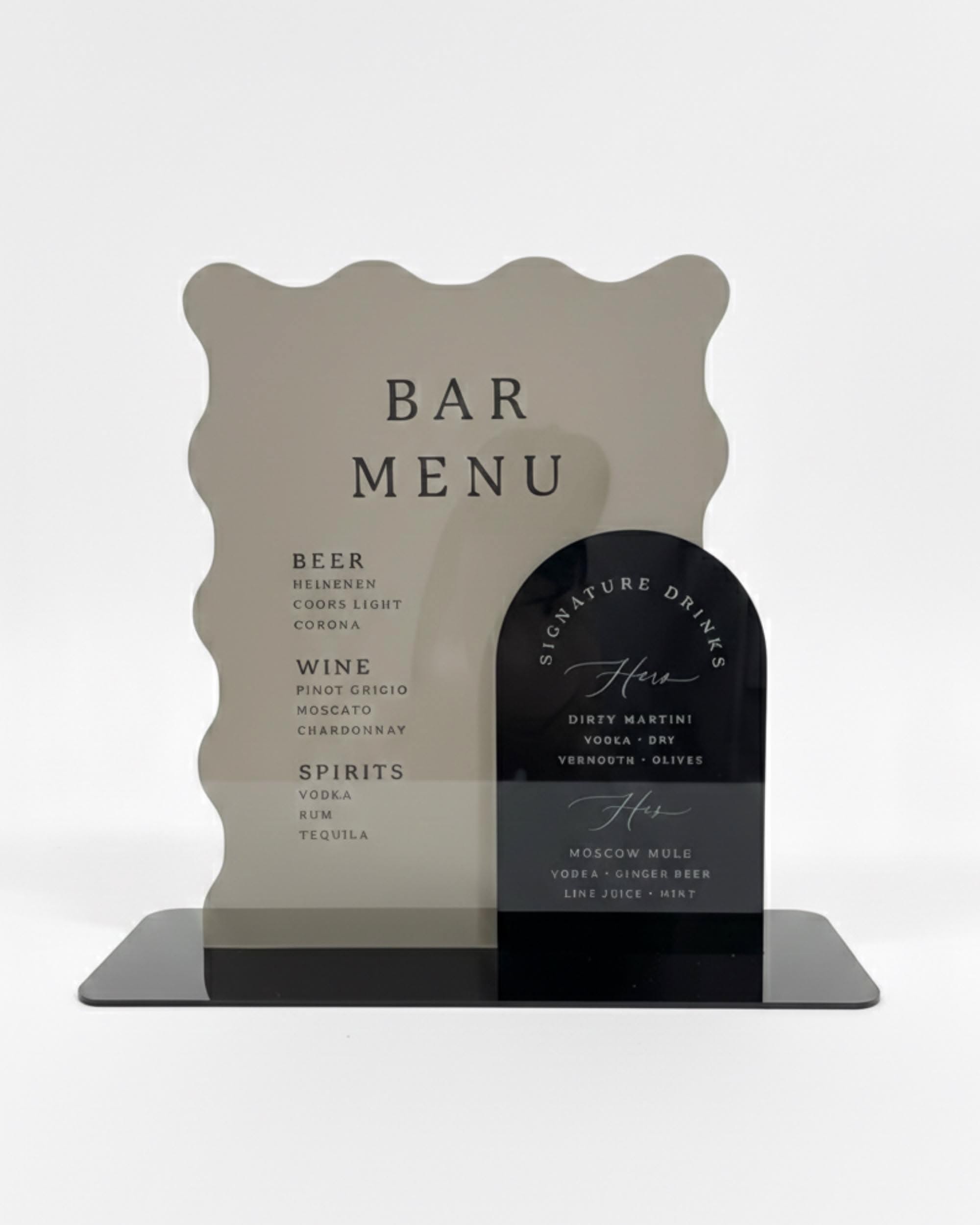 Modern Wavy Wedding Signage Suite | Custom Acrylic Bar Signs, Table Numbers & Event Decor