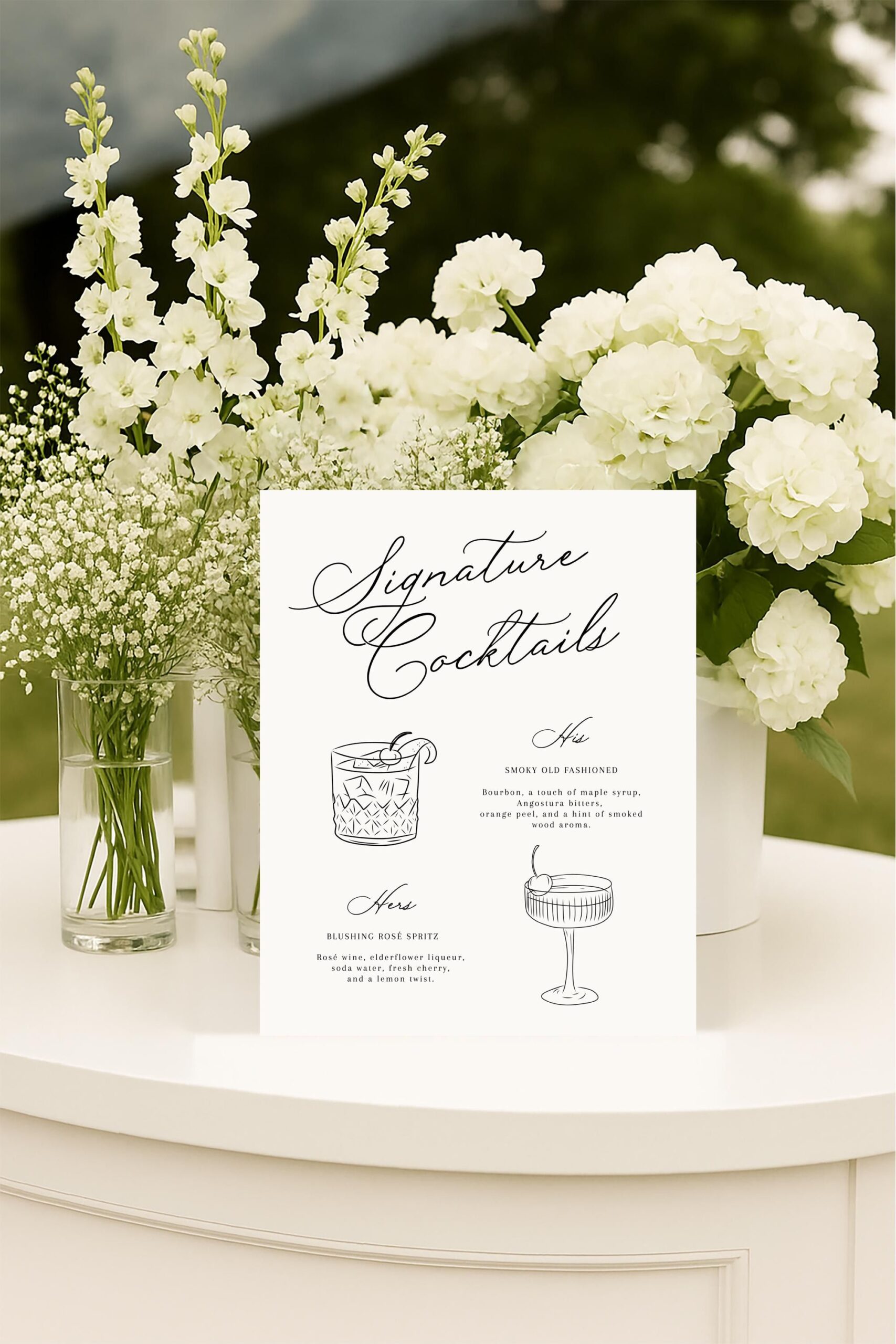 Signature cocktails Drinks Menu Template printable, Wedding bridal Bar Menu, Drinks wedding menu, elegant wedding menu, Modern the Bar menu