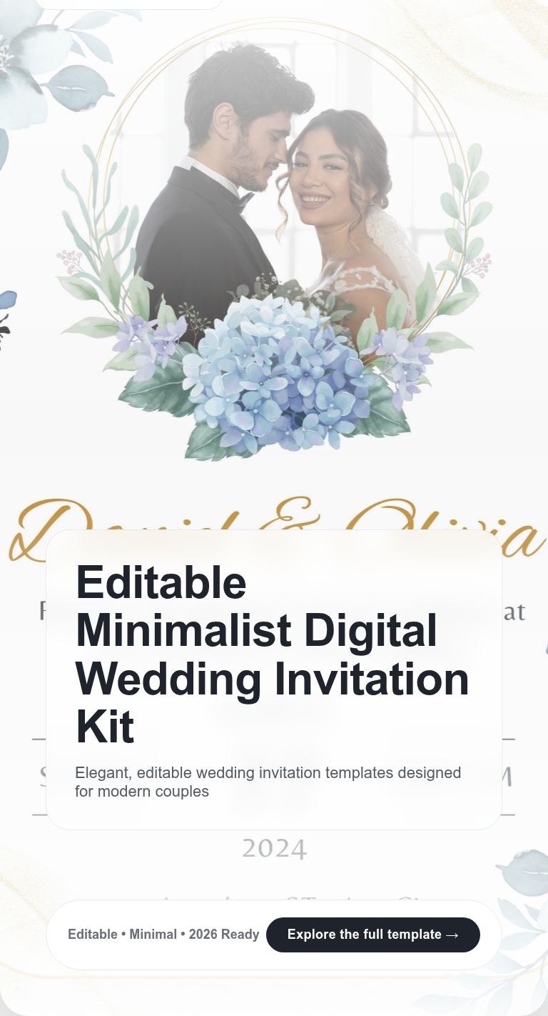 Editable Minimalist Digital Wedding Invitation Kit
