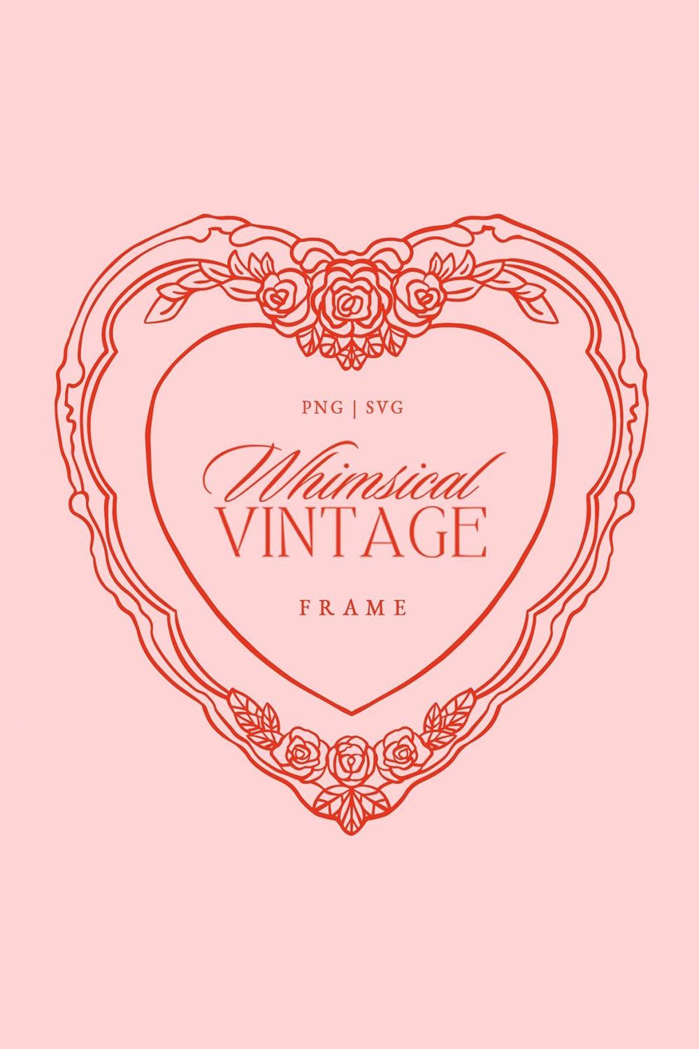 Rose Floral Heart Frame for Romantic Designs