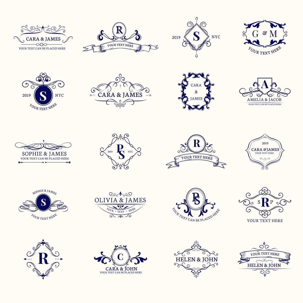 Download premium vector of Vintage baroque badge design set by filmful about vintage logo, vintage frame, swirl, logo s, and baroque 579343