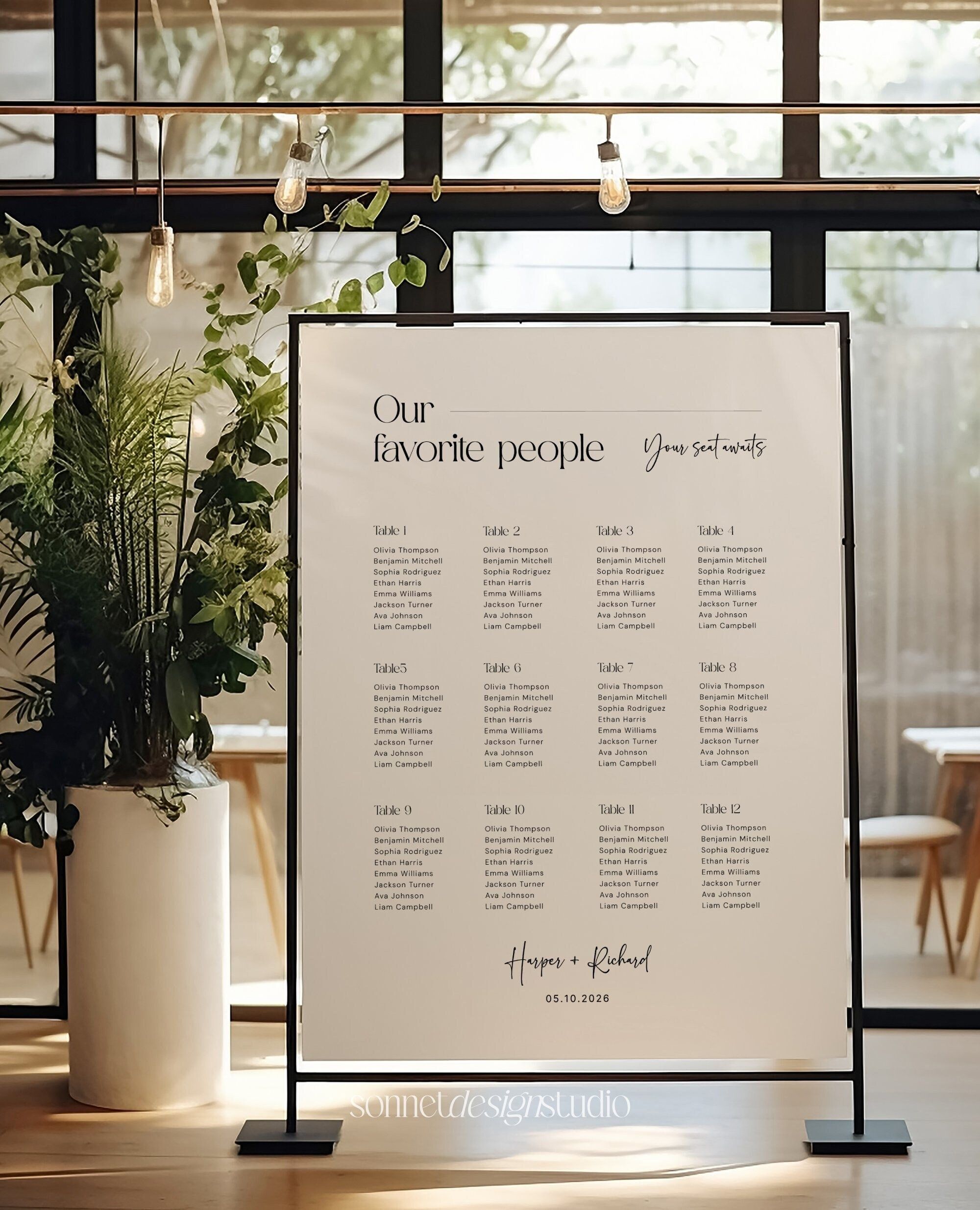 Panneau de table minimaliste, table table mariage moderne, table table moderne imprimable, modèle de table table, #05