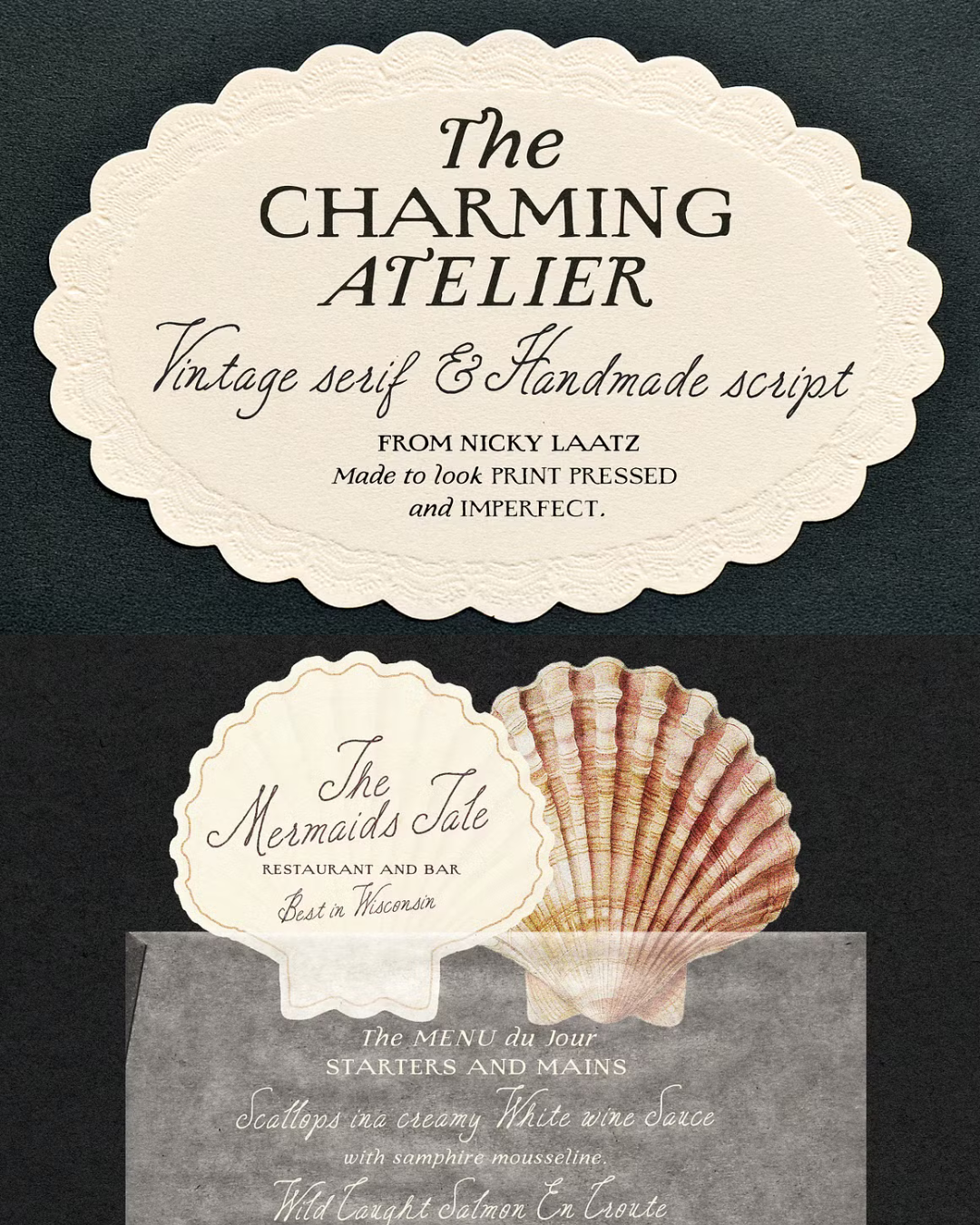 The Charming Atelier Font Duo – Vintage Serif & Handmade Script