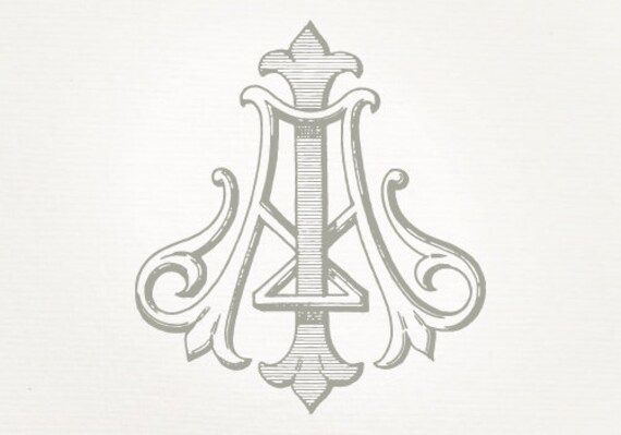 monogramme de mariage vintage AI IA — faire-part de mariage, téléchargement numérique, Antique, entrelacé, Logo, élégant