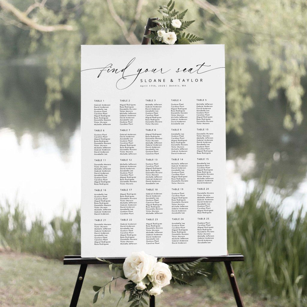 Elegant 25 Tables Find Your Seat Seating Chart | Zazzle