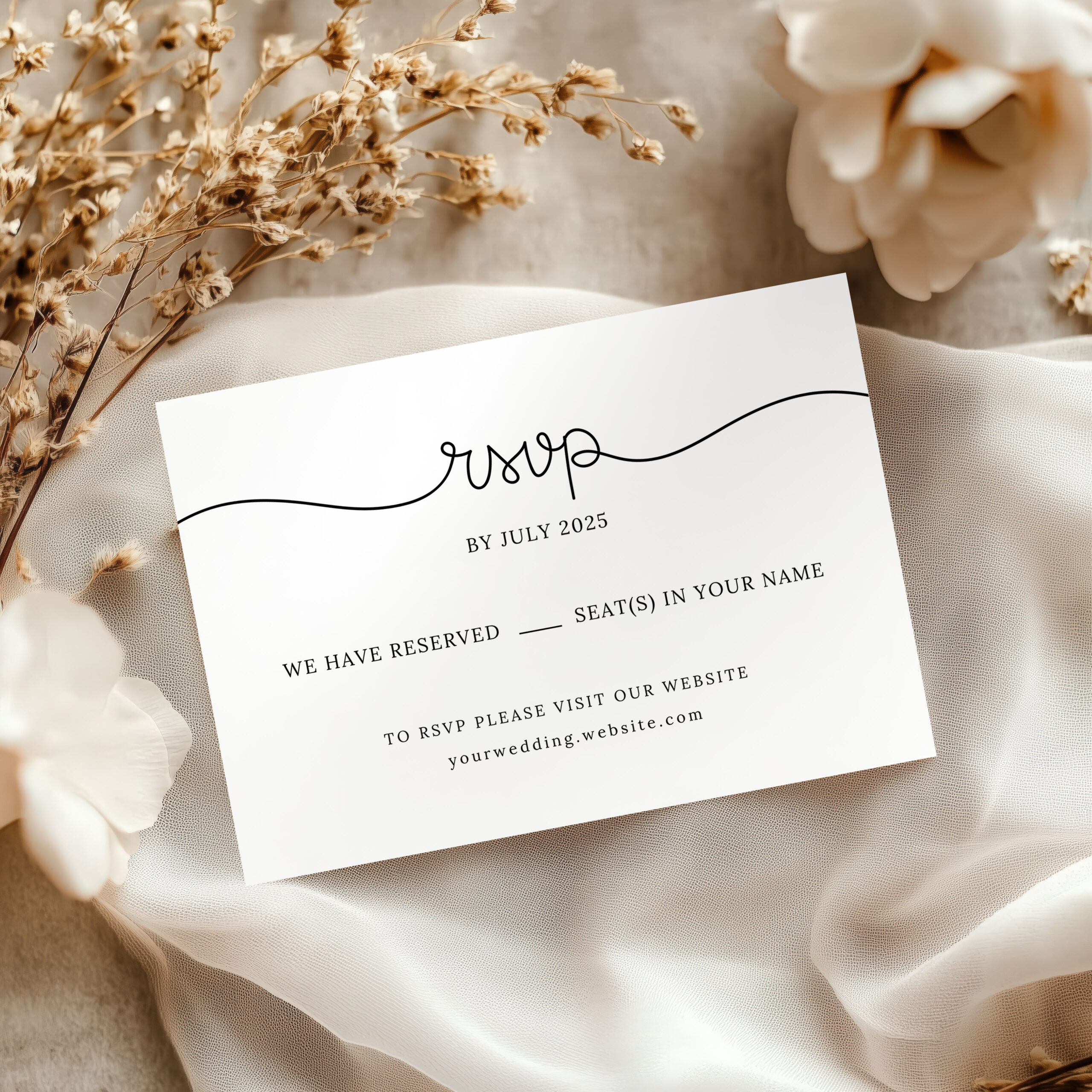 Minimal Wedding RSVP Card, Digital Response Card, Canva Template