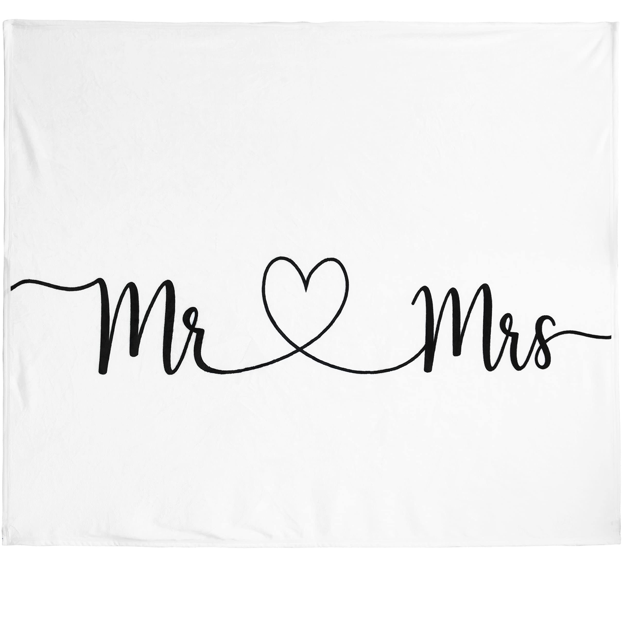 Ethisa Mr and Mrs Throw Blanket — 80x60in — Soft, Shareable Wedding Gift for Couples — Unique Groom and Bride to Be Luxury Just Married and His and Her Honeymoon Gift for Newlyweds