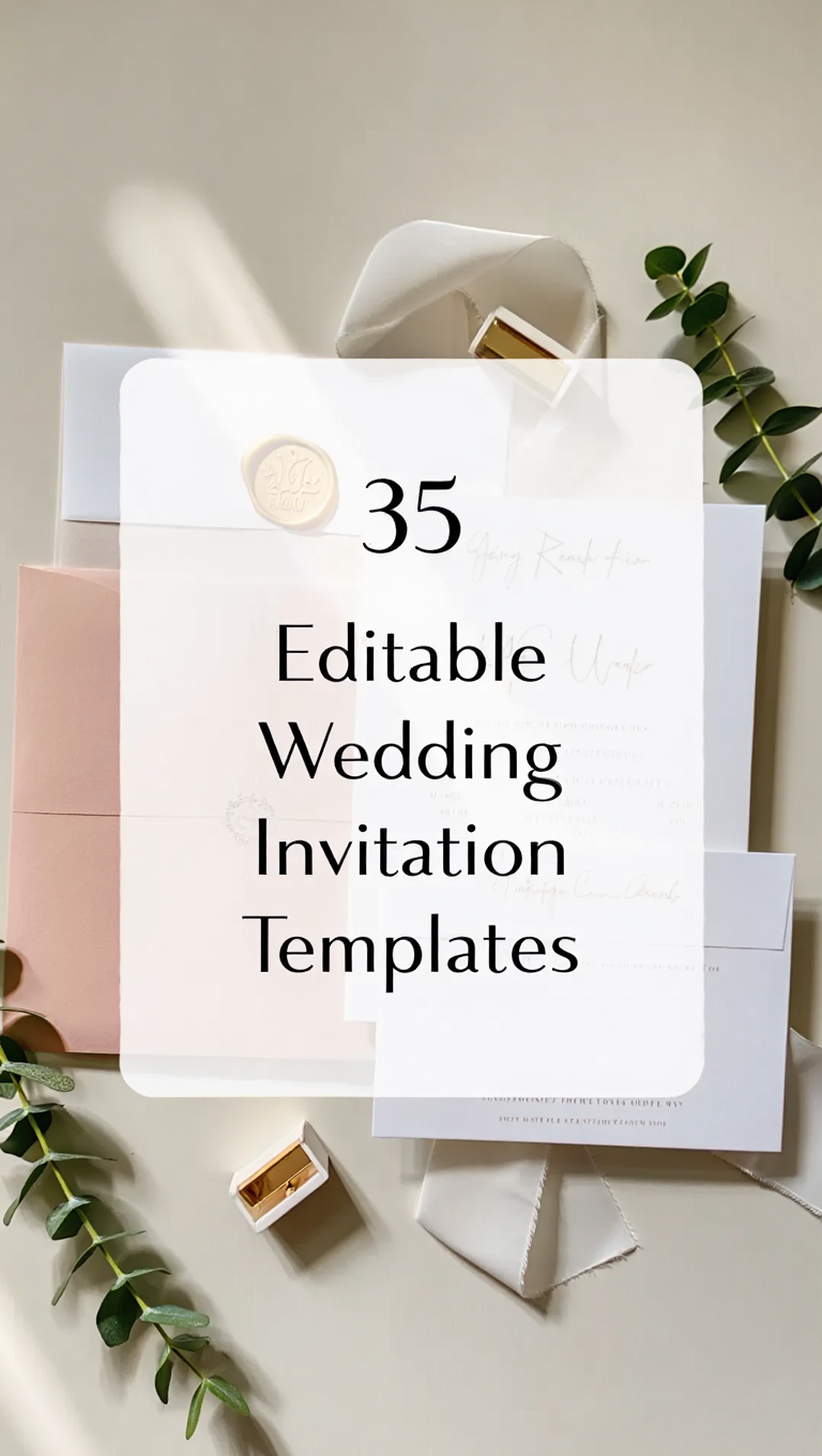 35 Modern Editorial Typography Wedding Invitation Template Set Canva Editable