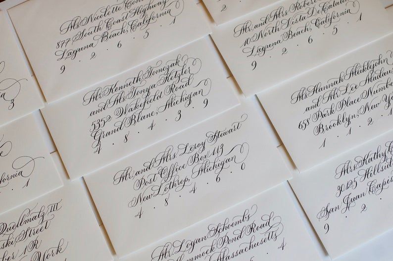 Envelope Calligraphy Classic Copperplate Calligraphy on Light Colored Envelopes for Your Wedding or Event Elegant, Timeless Lettering — Etsy