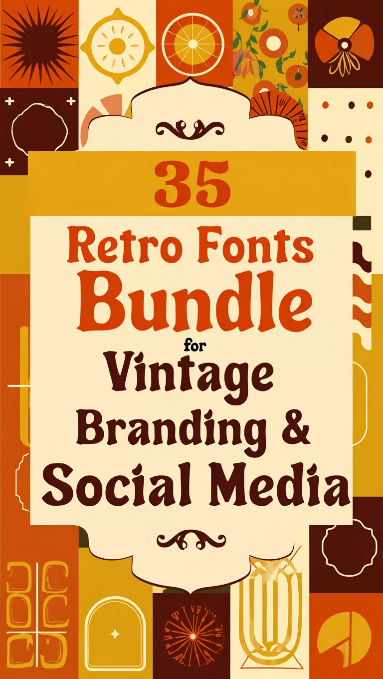 35 Retro Fonts Bundle for Vintage Branding & Social Media