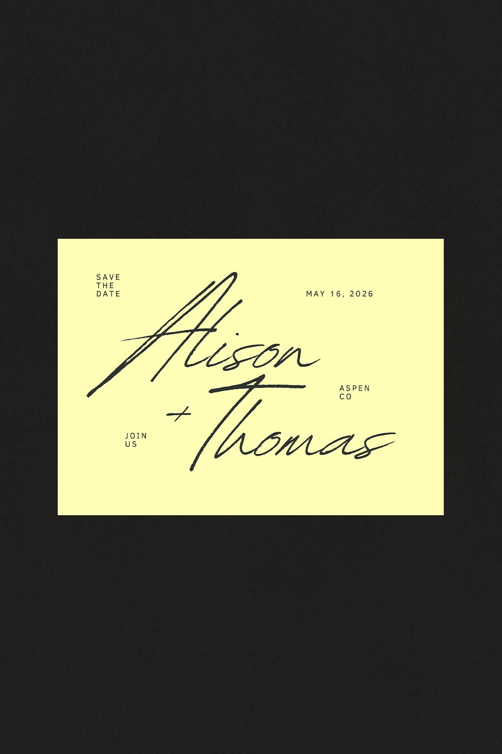 Spring Script Save the Date Template | Butter Yellow Wedding Invitation | Editable Canva Invite