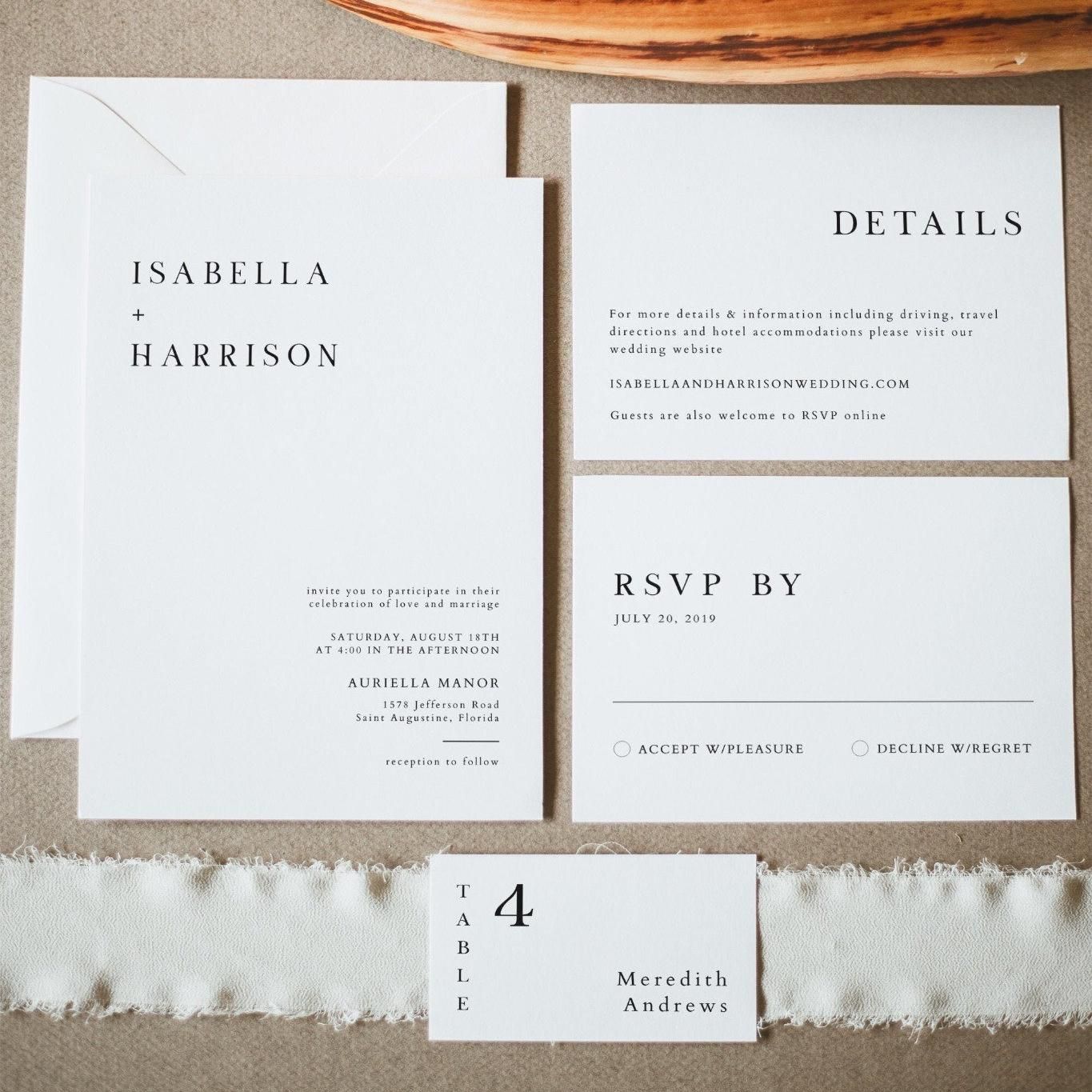 Suite de modèles de faire-part de mariage minimaliste moderne, suite de faire-part de mariage simple et épuré, faire-part de mariage contemporain élégant à faire soi-même — HARPER