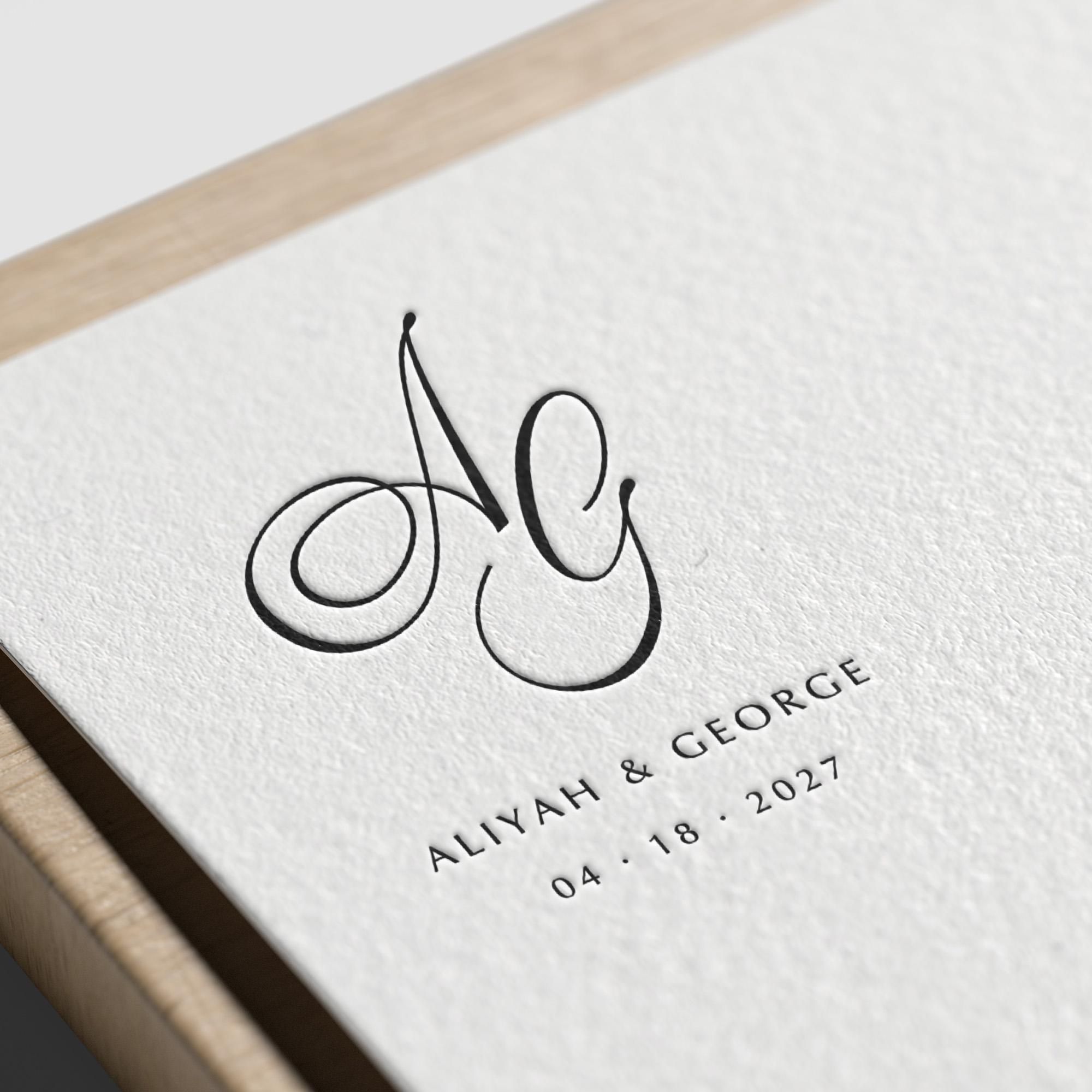 Premade Logo Design * Wedding Monogram * Modern Wedding Logo * Luxury Wedding Couple Logo * Initial Logo * Calligraphy Wedding Logo