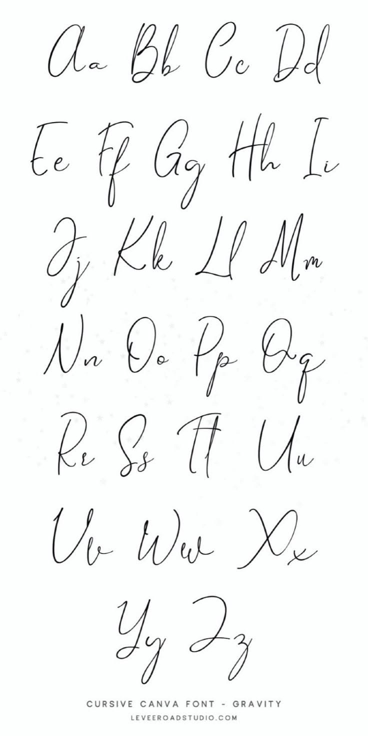 Free Canva Handwriting Fonts Alphabet: Gravity — Lettering Fonts Alphabet -🫶