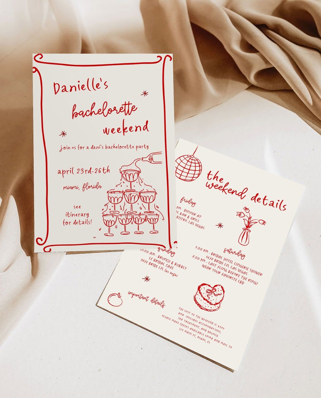 Printable Hand Drawn Illustrations Bachelorette Invite Hens Party Invitation Handwritten Wavy Hen Do Invite Bachelorette Weekend Itinerary — Etsy UK