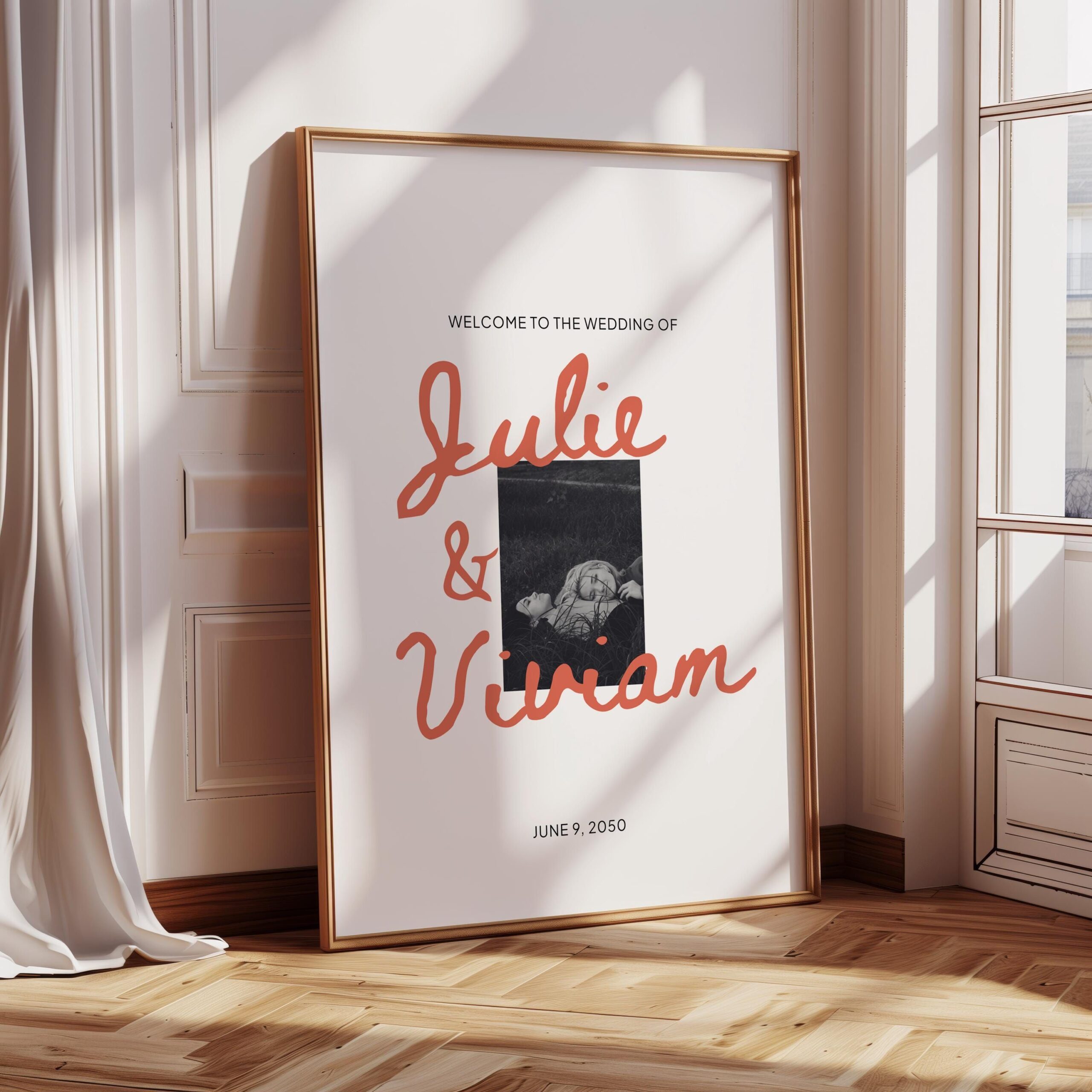 Panneau de bienvenue de mariage minimaliste : modèle sur toile noir et blanc (téléchargement numérique, tailles 18 x 24 et 24 x 36)