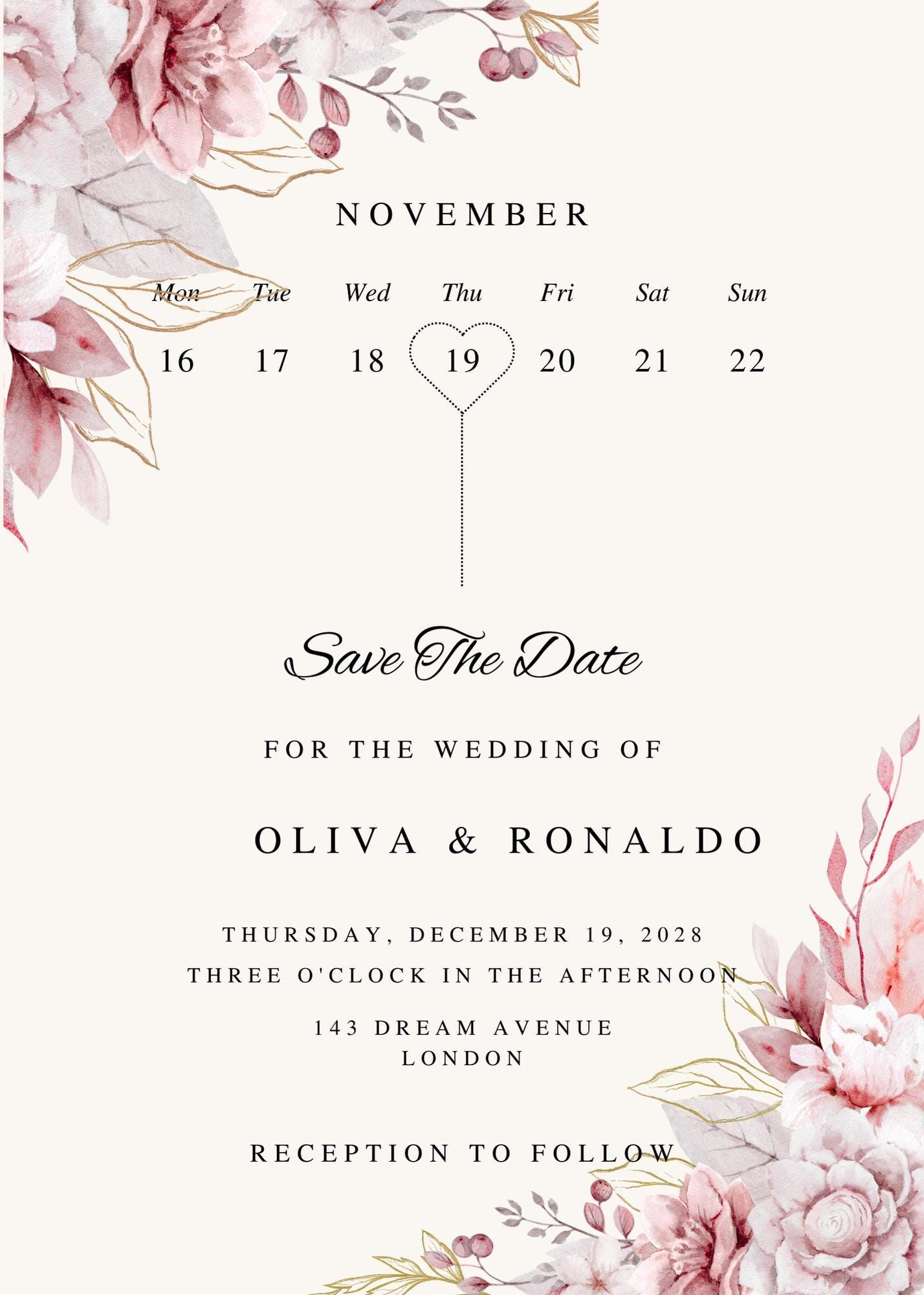 Faire-part de mariage imprimable | Modèle modifiable | Invitation numérique à téléchargement immédiat