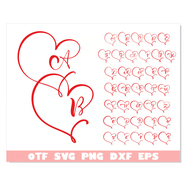 Monogram Heart Font Valentine Day Font Hearts Love font sv  Inspire Uplift