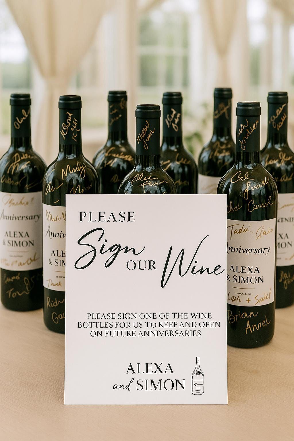 Sign Our Wine LIVRE D’OR DE MARIAGE Signalétique — Impression physique sur papier cartonné