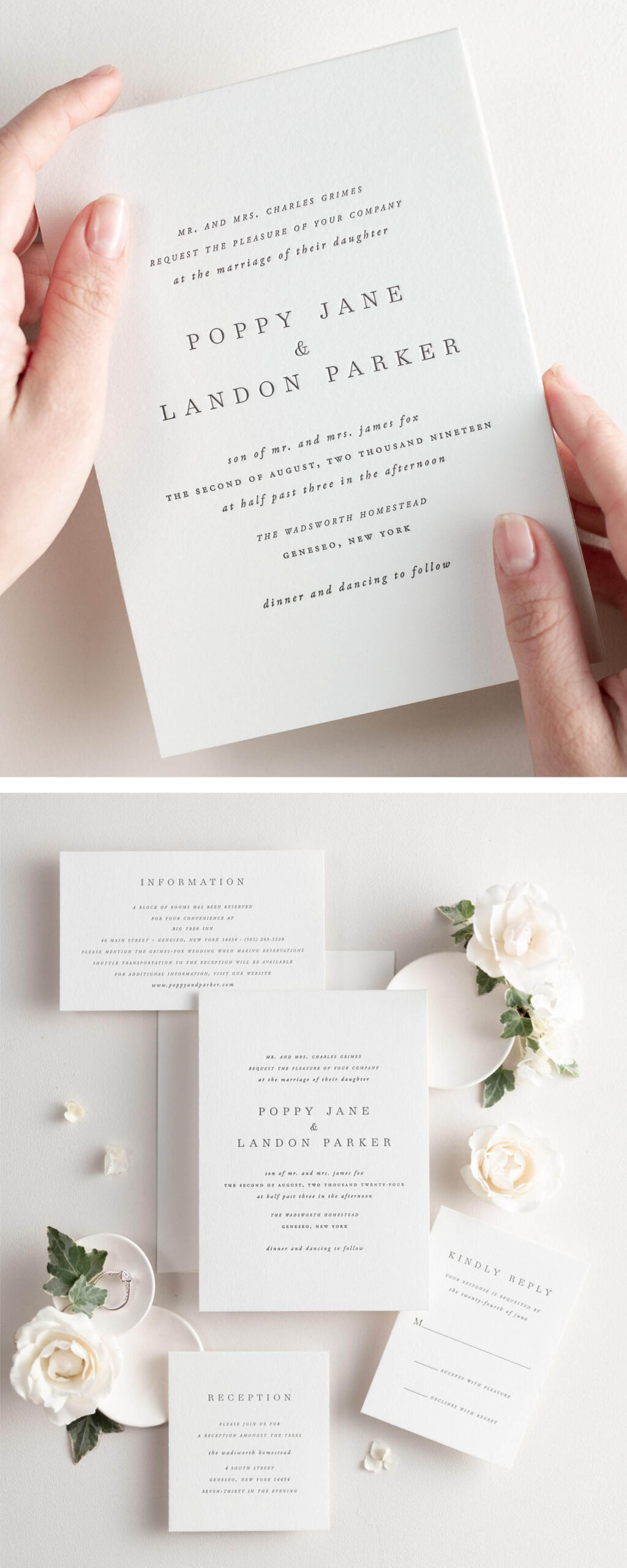 Clean and Simple Letterpress Wedding Invites