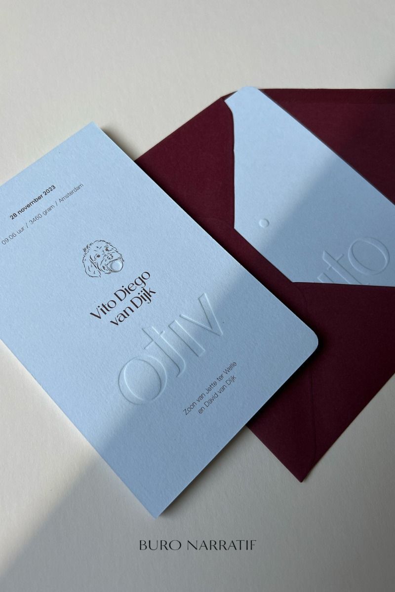 Geboortekaartje met preegdruk